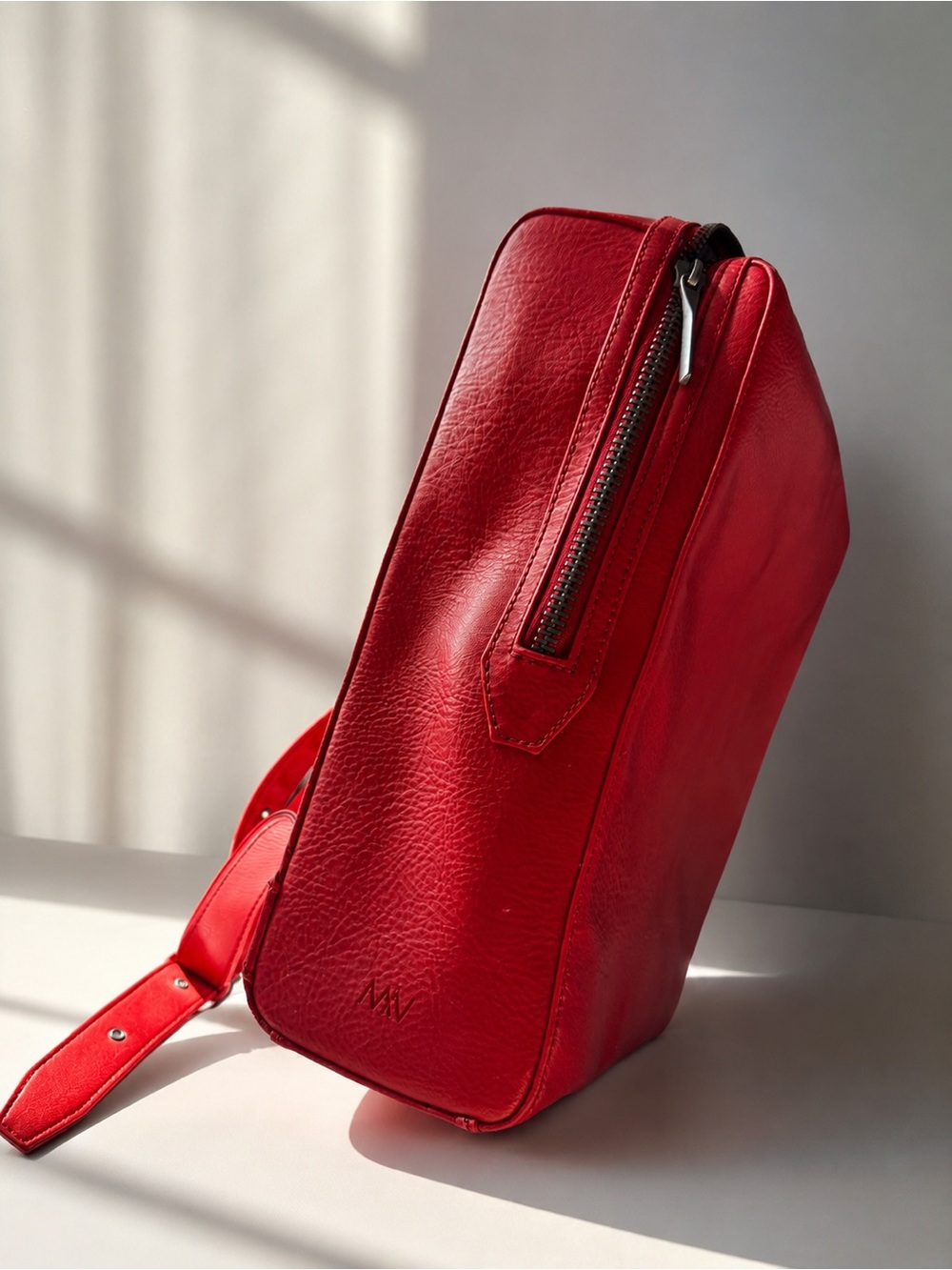 Bold Red Leather Crossbody with Minimal Embossed Logo